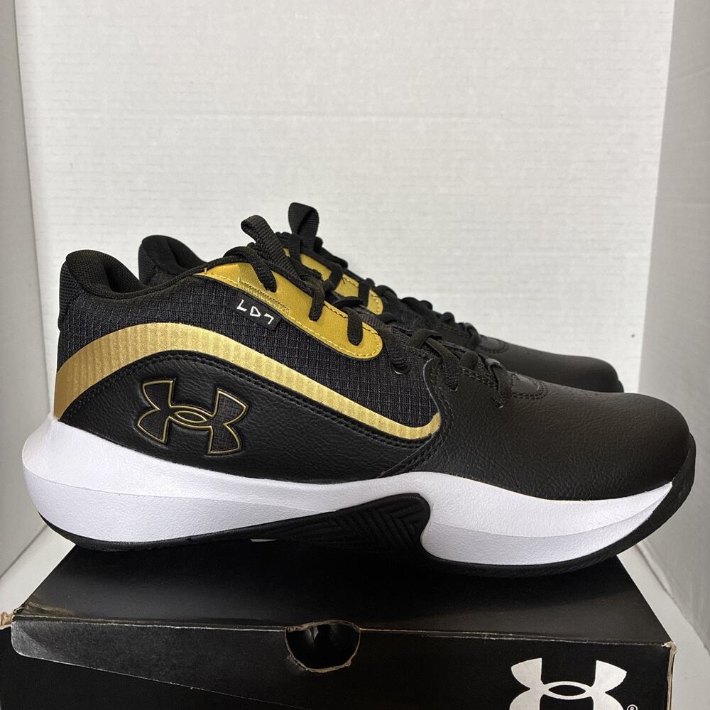 Under Armour Lockdown 7 Men’s Basketball Black Metallic Gold Sneakers Size 10